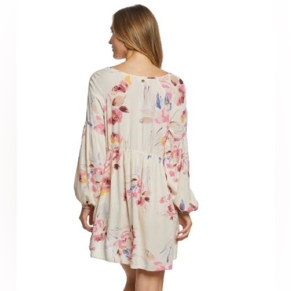Billabong Until Tomorrow Floral Dress White & Pink Short Mini Casual Dress - Picture 4 of 16